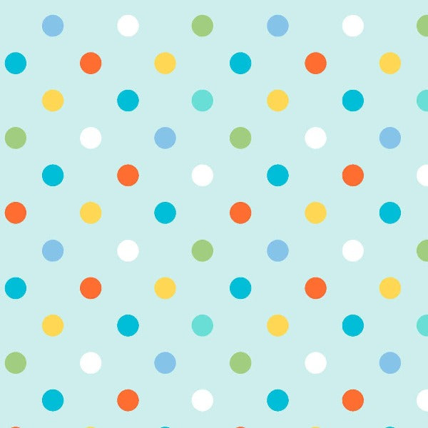BLU Alphabet Zoo Polka Dots on Blue Fabric to sew - QuiltGirls®