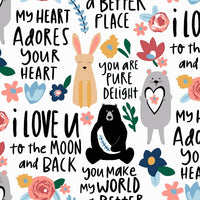 (Remnant 18") Sweet Something Character Quotes Fabric to sew - QuiltGirls®