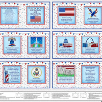 US Symbols and Monuments Fabric Book Panel to Sew - QuiltGirls®