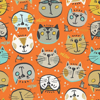 Cat Selfies on Orange Fabric to sew - QuiltGirls®
