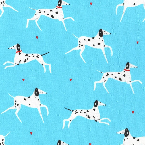 Dalmatians on Blue Fabric to sew - QuiltGirls®