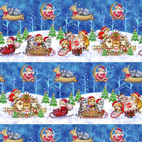 (Remnant 18") Kitten Christmas Stripe Fabric to sew - QuiltGirls®