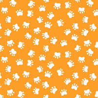 Susybee's Kitty the Cat Paw Prints on Orange Fabric to sew - QuiltGirls®