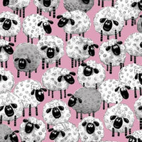 (Remnant 18") Susybee's Lewe Allover Sheep Pink Fabric to sew - QuiltGirls®