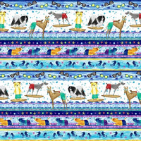 (Remnant 18") Surfin' Hounds Stripe Fabric to sew - QuiltGirls®