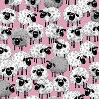(Remnant 18") Susybee's Lewe Allover Sheep Pink Fabric to sew - QuiltGirls®