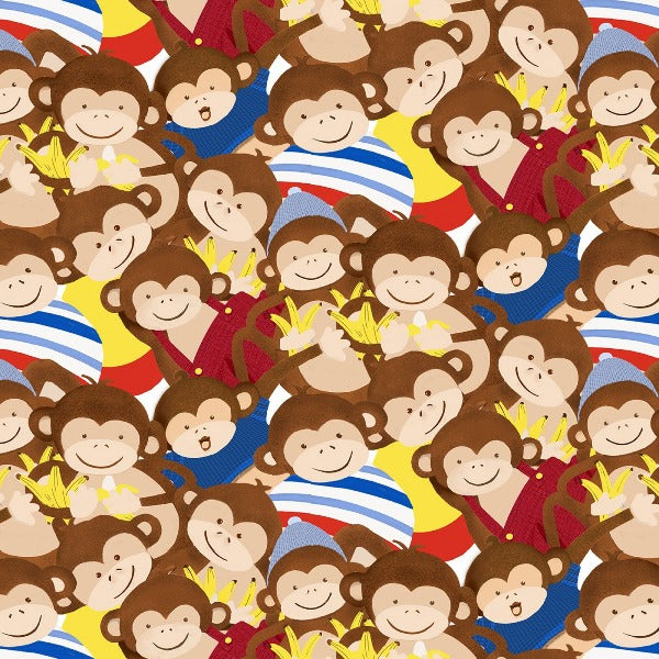 Monkey Business Stacked Faces Fabric to sew - QuiltGirls®