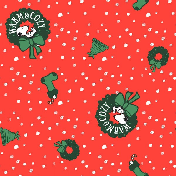Christmas Peanuts Snoopy Toss Fabric to sew - QuiltGirls®