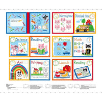 A Day at School Fabric Book Panel to sew - QuiltGirls®
