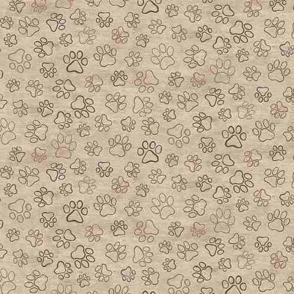 Dog Paw Prints on Tan Fabric to sew | Quilt Girls®| QuiltGirls®