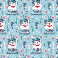 (Remnant 18") Frosty Retro Forrest on Blue Fabric to Sew - QuiltGirls®