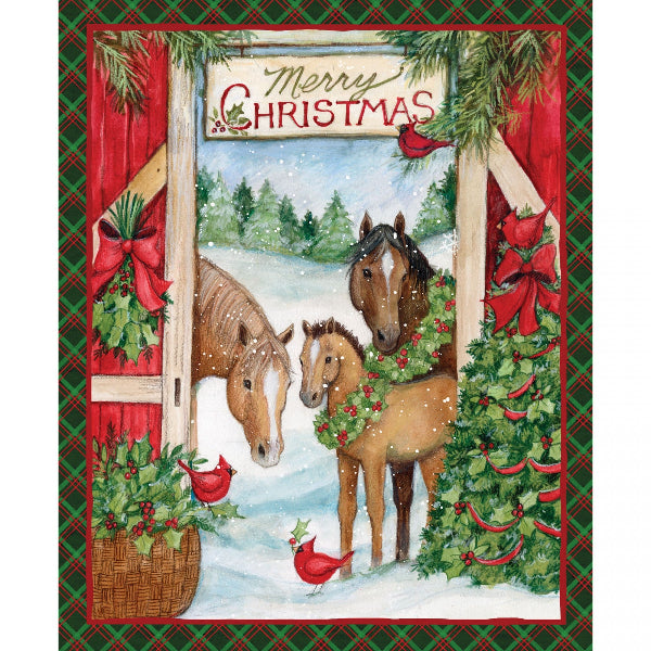 Merry Christmas Horses Panel to Sew - QuiltGirls®