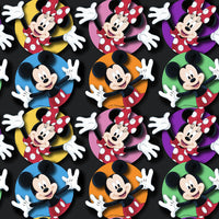 Mickey and Minnie Circles on Black Fabric to sew