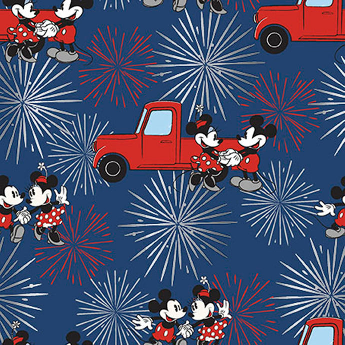 Mickey and Minnie Fireworks Metallic Fabric to sew - QuiltGirls®