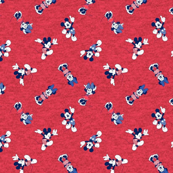 Mickey and Minnie Patriotic Red Fabric to sew - QuiltGirls®