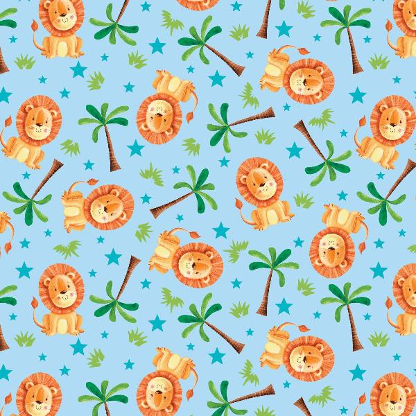 Party Animal Lion Toss on Blue Fabric to sew - QuiltGirls®