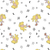 (Remnant 18") Pooh and Piglet Stars on White Fabric to sew - QuiltGirls®
