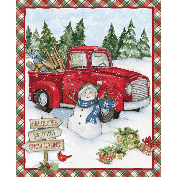 Red Truck Snowman Panel to Sew - QuiltGirls®