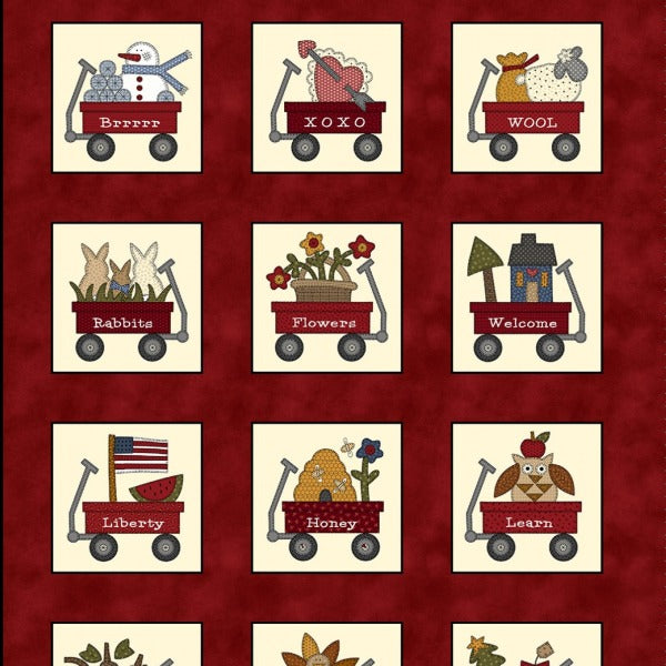 My Red Wagon Calendar Panel to sew - QuiltGirls®