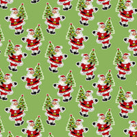 Santa Coming to Town Small Santas on Green Fabric to Sew - QuiltGirls®