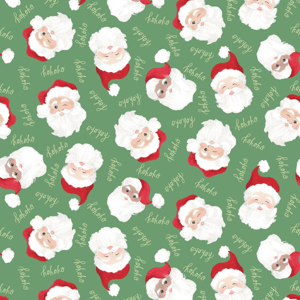 Santa Paws HoHoHo Toss on Green Fabric to Sew - QuiltGirls®