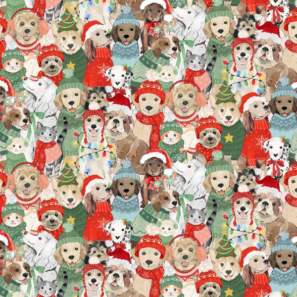Santa Paws Posing Pets Fabric to Sew - QuiltGirls®