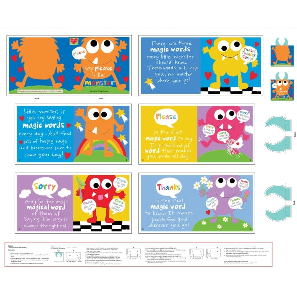 Say Please Little Monster Fabric Book Panel to sew | Quilt Girls ...