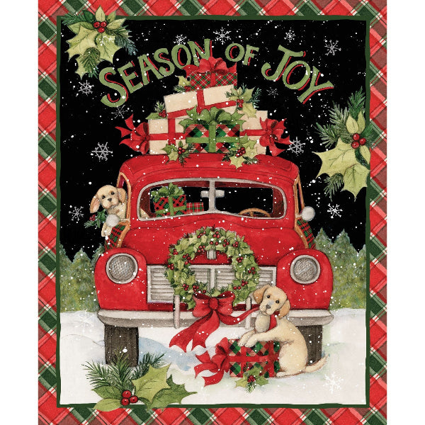 Season of Joy Red Truck Christmas Panel to Sew - QuiltGirls®