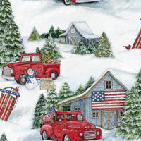 Red Truck Snowman Scenic Fabric to Sew - QuiltGirls®