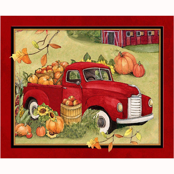 Harvest Red Truck Quilt Panel to Sew - QuiltGirls®