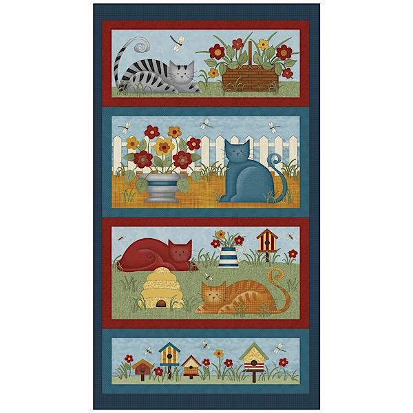 Prairie Grove Colorful Cats Fabric Panel to sew - QuiltGirls®