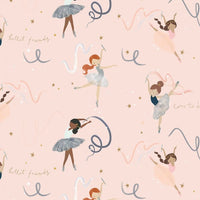(Remnant 18") Ballerina Spin and Twirl on Pink Fabric to sew - QuiltGirls®