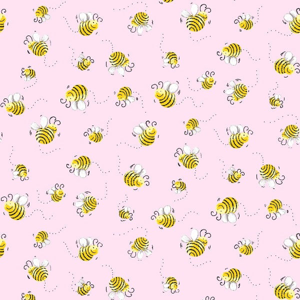 Susybee's Bees on Pink Fabric to sew - QuiltGirls®