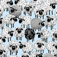 (Remnant 18") Susybee's Lewe Allover Sheep Blue Fabric to sew - QuiltGirls®