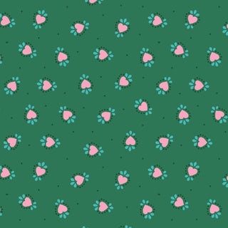 GRN Bo Ho Hearts on Green Fabric to sew - QuiltGirls®