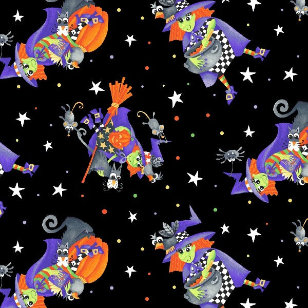 Boo! Glow in the Dark Witches Fabric to sew - QuiltGirls®