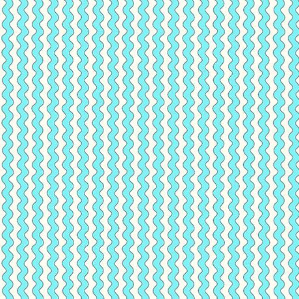 BLU Quilted Cottage Ric Rac Stripe Turquoise Fabric to sew - QuiltGirls®