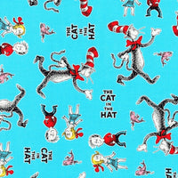 Cat in the Hat Aqua Fabric to sew - QuiltGirls®