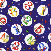 Dr. Seuss 123 Toss on Blue Fabric to sew - QuiltGirls®