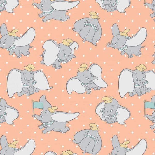Dumbo Poses on Peach Fabric to sew - QuiltGirls®