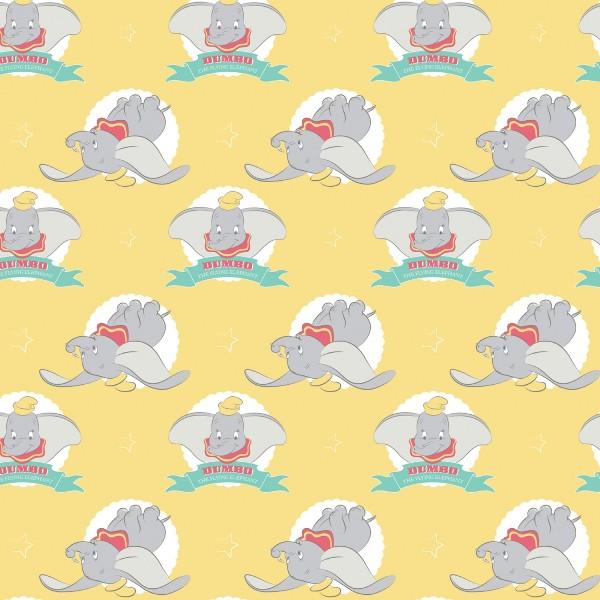 Dumbo the Flying Elephant on Yellow Fabric to sew - QuiltGirls®
