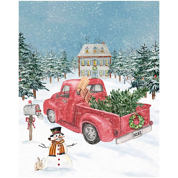 Winterland Red Truck Christmas Panel to Sew - QuiltGirls®