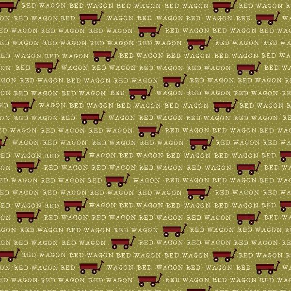 My Red Wagon Words on Green Fabric to sew - QuiltGirls®