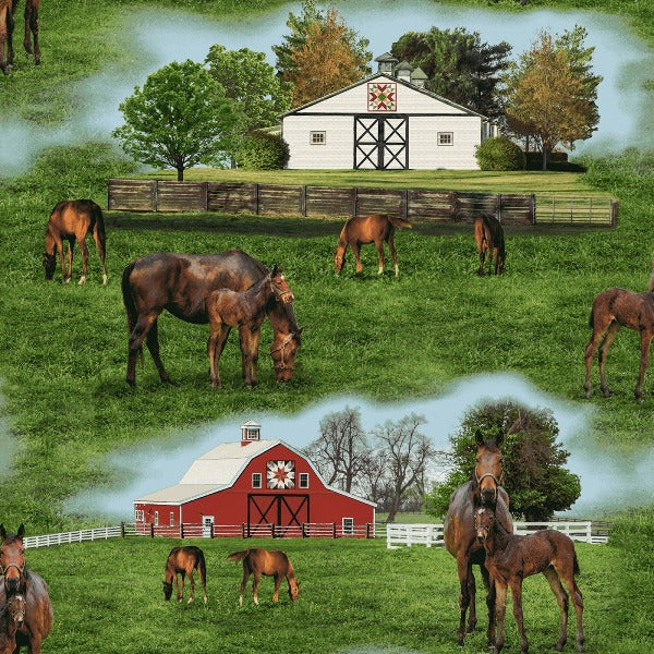 Horses on Thistle Hill Scenic Fabric to sew - QuiltGirls®