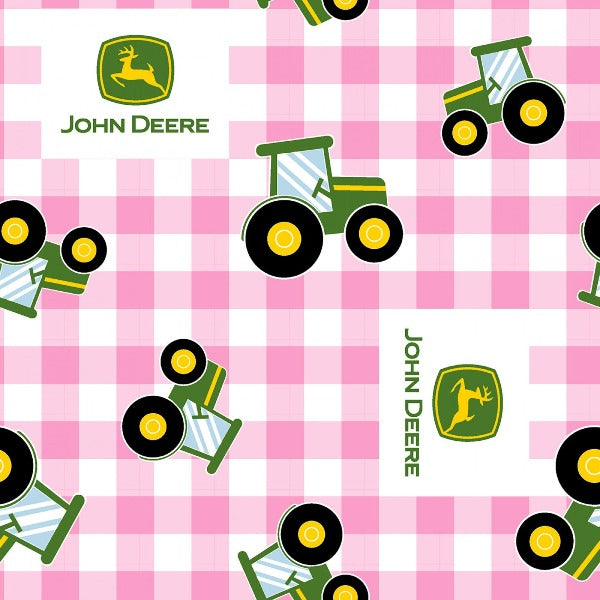 John Deere Pink Plaid Fabric to sew - QuiltGirls®