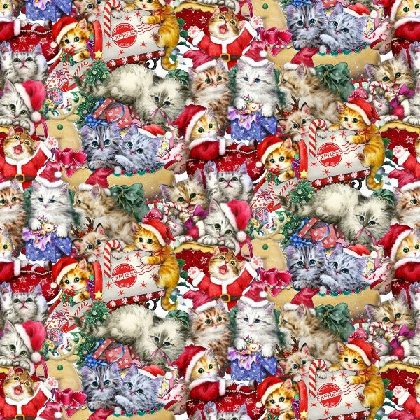 Kitten Christmas Packed Fabric to sew - QuiltGirls®