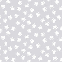 Susybee's Kitty the Cat Paw Prints on Gray Fabric to sew - QuiltGirls®