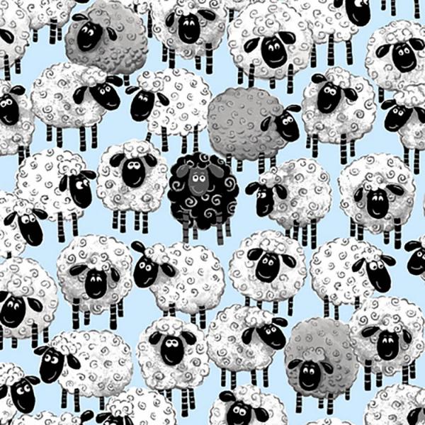 Susybee's Lewe Allover Sheep Blue Fabric to sew - QuiltGirls®