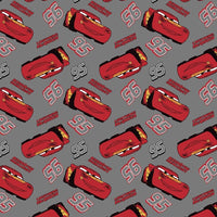 (Remnant 18")  Disney Cars Lightning McQueen on Grey Fabric to sew - QuiltGirls®