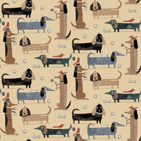 Long Dogs on Tan Fabric to sew - QuiltGirls®